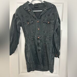 Dark Gray Denim Workwear dress